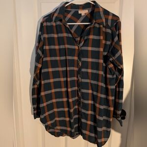 Knox Rose Black, Brown & Gray Plaid Button-Down Shirt